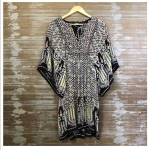 TOLANI Silk Flutter Sleeve Tunic Dress